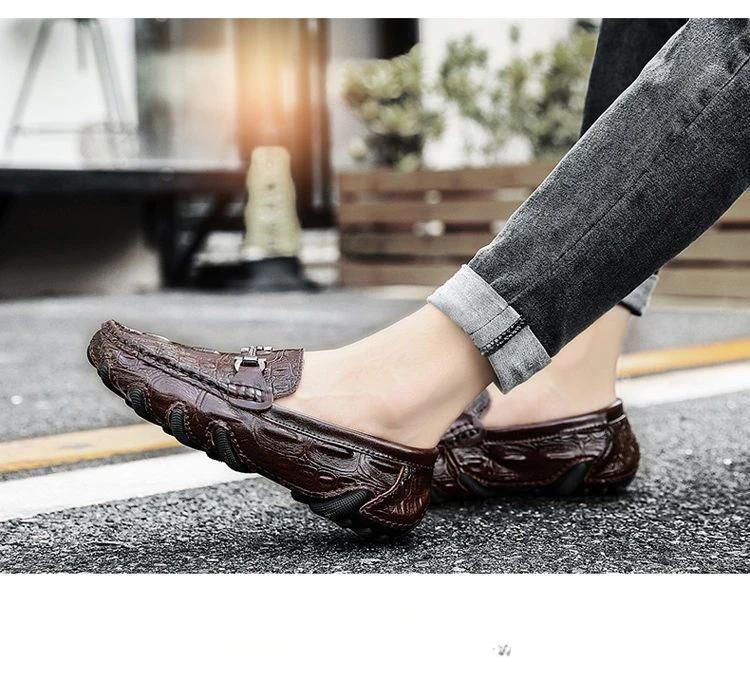 2024 Autumn New Fashion Trend Bean Shoes Flat Low Top British Style Men's Leather Shoes