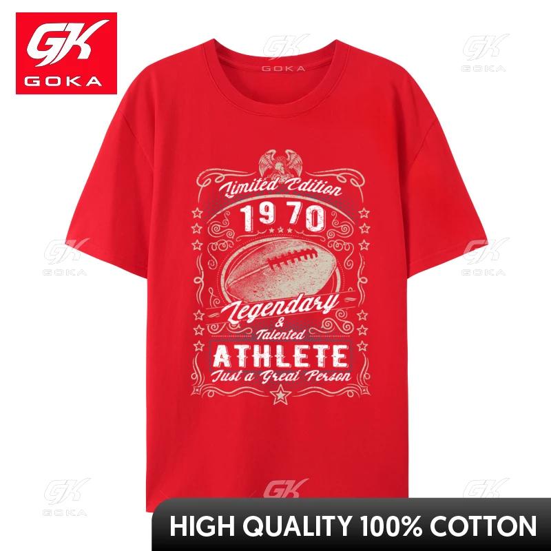 Vintage 1970 Football Birthday Sport Limited Edition 1970 T Shirt Street Tee Shirts Oversized Printed on Unisex Tshirts Printed On S