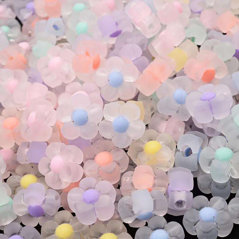 50pcs Sunflower Acrylic Beads Matte Mixed Color Star Spacer Loose Beads DIY Bracelets Necklace Jewelry Accessories