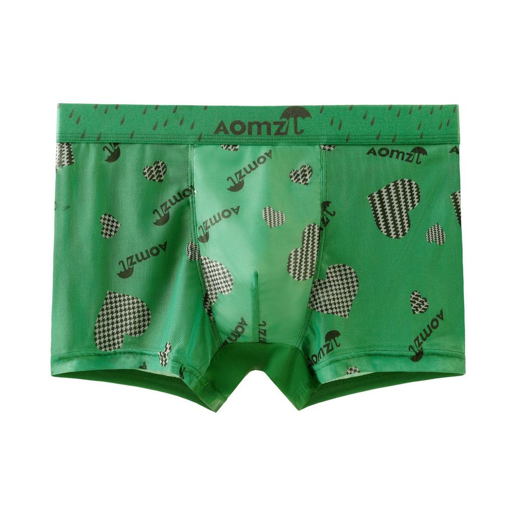 Men's Mesh Printed Boxer Briefs Tide Men's Summer Ice Cool Breathable Four Corner Short Underwear Head