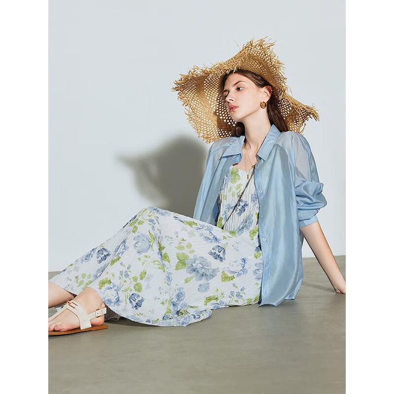 Chuyu Ink Floral Pleated Maxi Dress