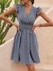 Colorful Summer Women's Slim-Fit Striped Butterfly Sleeve Dress