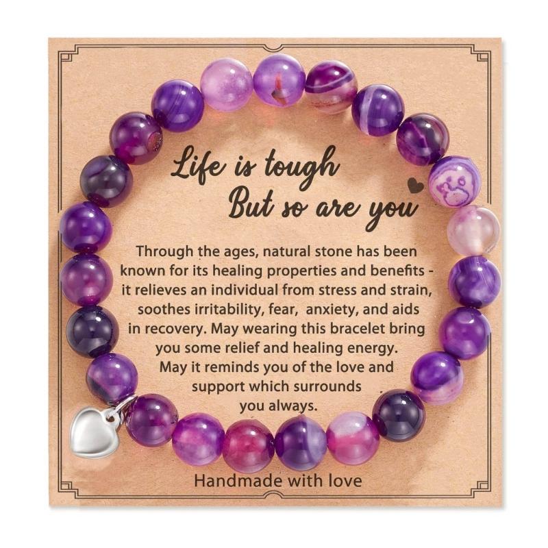 

Natural Stone Agate Zebra- Love Bead Bracelet Female Simple Fashion Charm Bracelet Bohemia Casual Style Jewelry for Gift 1