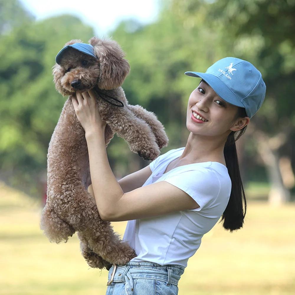 Kjæledyr Baseball Caps Søt Hund Solhatter Valp Slitasjebestandig Peaked Cap Sommer Utendørs Solbestandig Universal Solid Oxford Caps