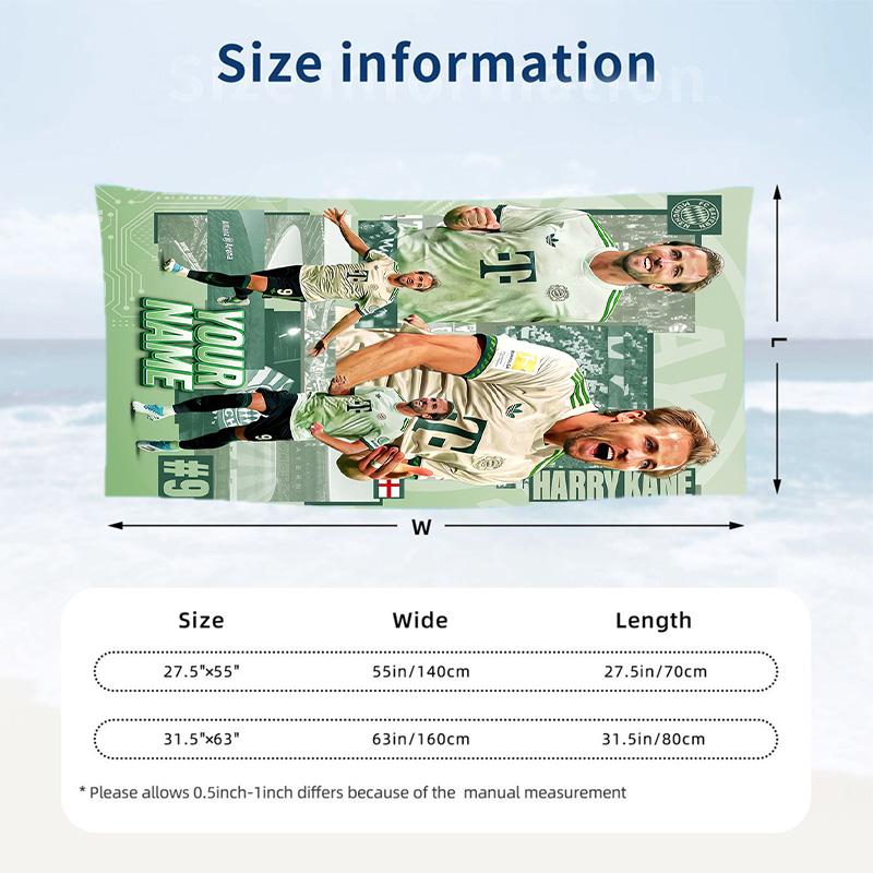 Beach Towel Harry Kane Print Custom Name Text Soft Towel for Swimming Pool