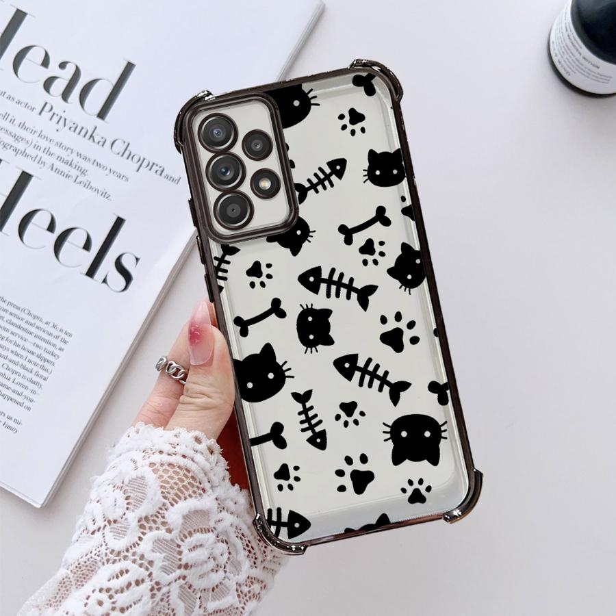 

Cartoon Line Cat Case for Samsung Galaxy A15 A33 A24 A16 A21s A26 A52 A17 A13 A35 A36 A25 Phone Cover Galaxy A56