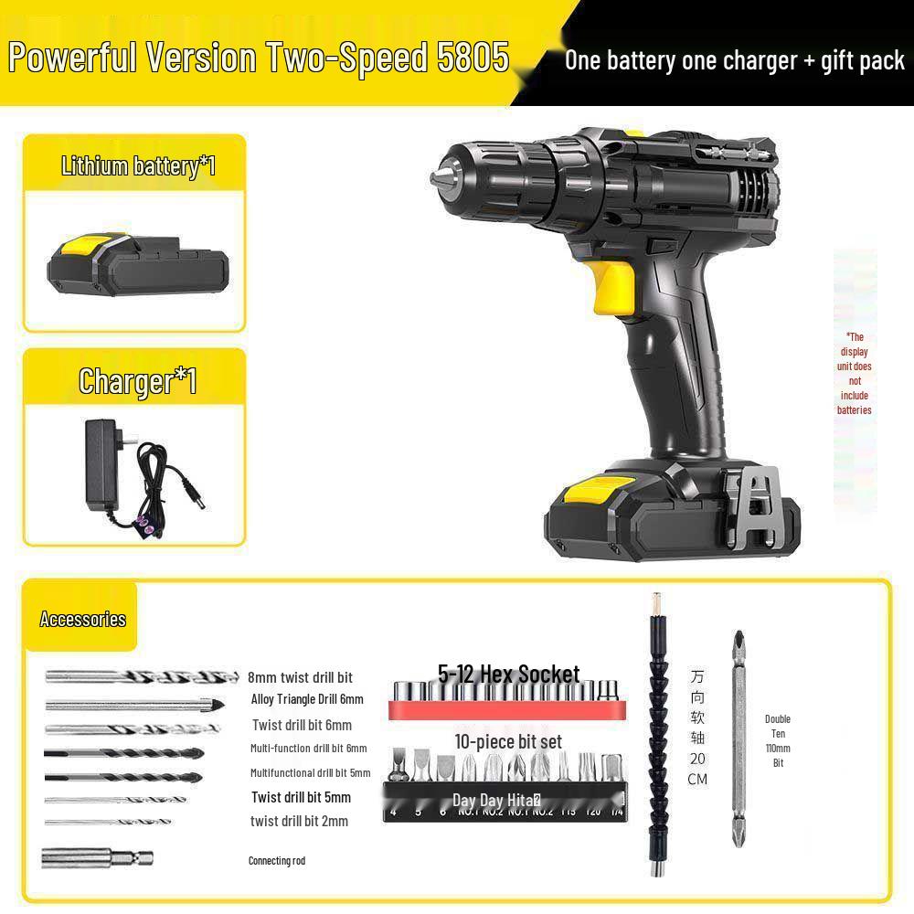 21V Rechargeable Handheld Drill with Lithium Battery and Pistol Grip Screwdriver