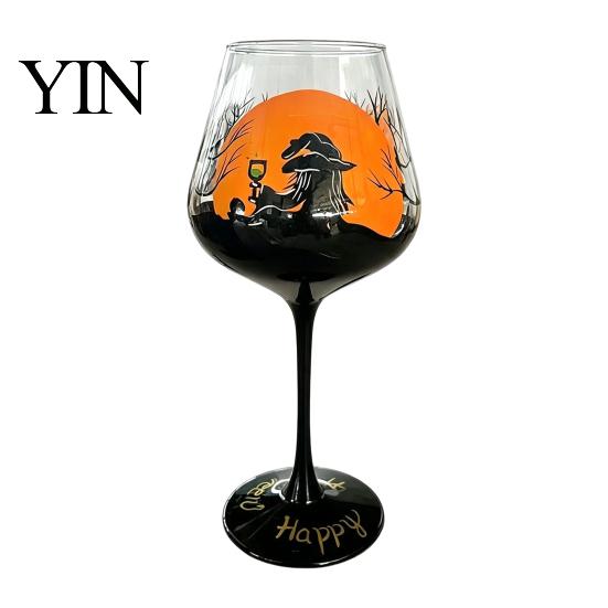 Bicchieri da Festa Festivi Bicchiere da Vino con Gambo di Halloween, Calice Decorativo Artistico Dipinto a Mano, Bicchieri Decorativi per la Casa Capacità 720ml, Stagionale