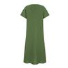 Women's Fashion Solid Color Round Neck Pocket Pleated Short Sleeve Cotton And Linen Dress