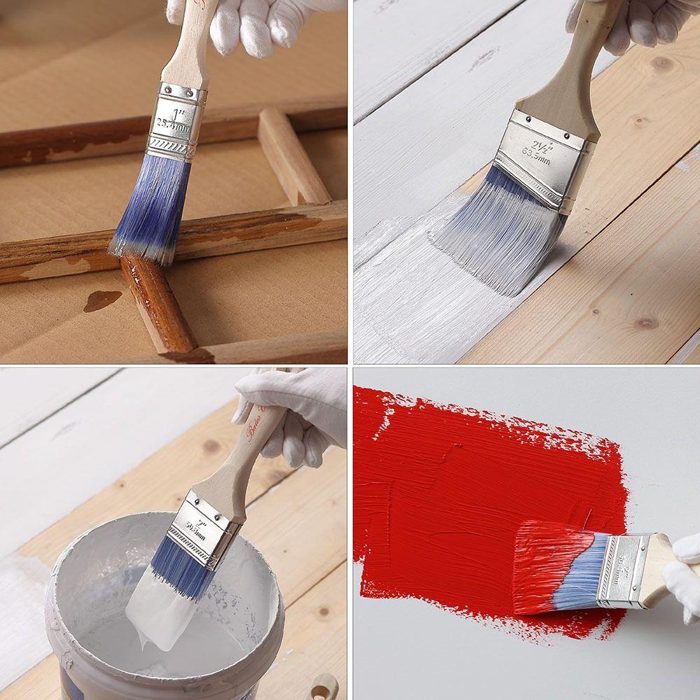 3 Pcs Long Handles Furniture Paint Brushes Ergonomically Designed Wall Paint Brushes  Window Frames