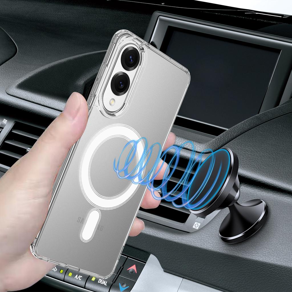 For Samsung Galaxy S25 Edge Clear Phone Case Compatible with MagSafe TPU+Acrylic Back Cover