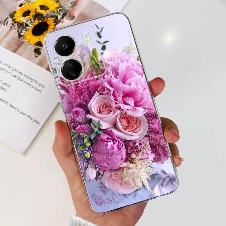 For Xiaomi Poco C65 Case Cute Cat Butterfly Cover Soft TPU Phone Case For Xiaomi Redmi 13C Redmi13C PocoC65 Fundas 6.74'' Bumper