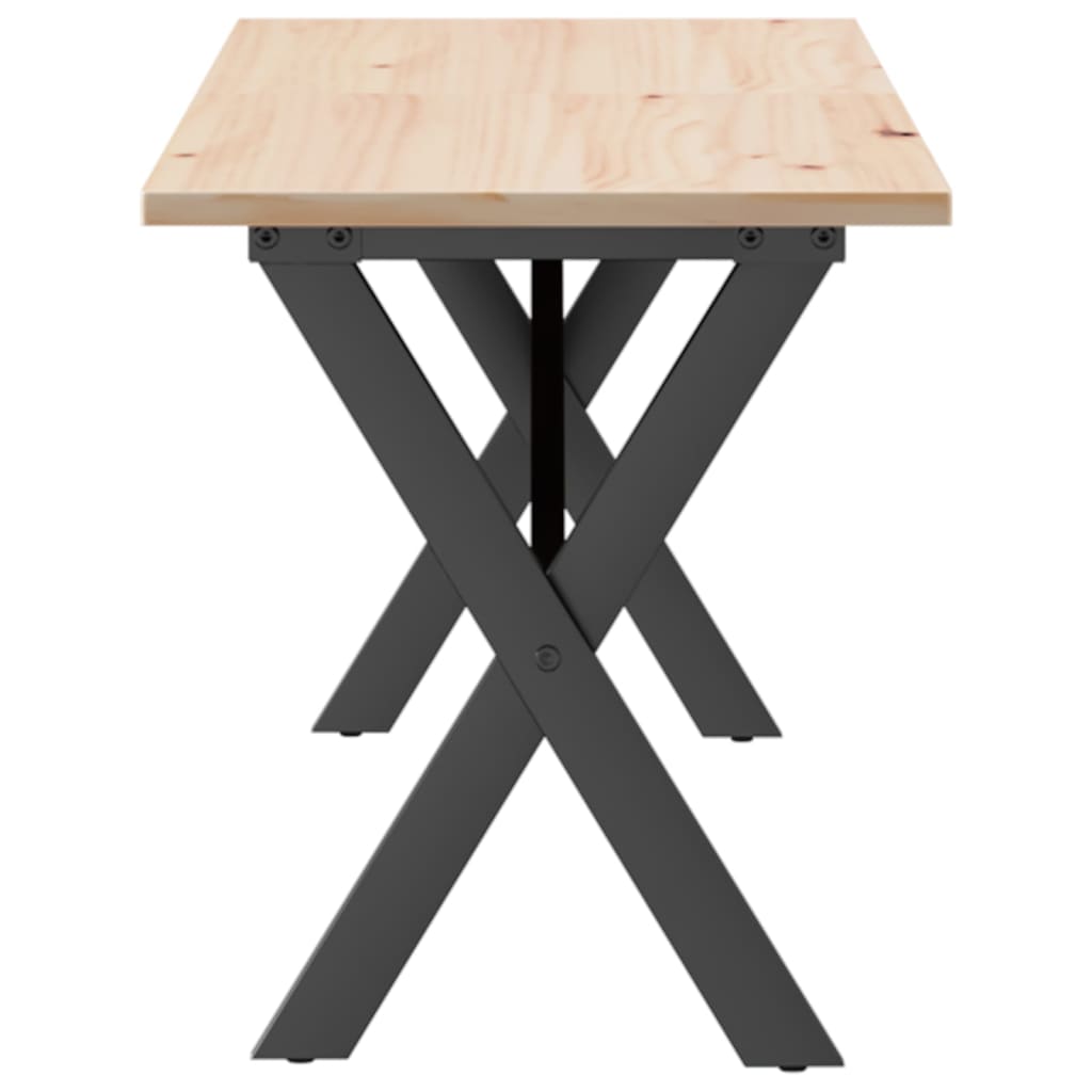 Coffee Table with X shaped Frame 160 x 40 x 45 cm Solid Pine Wood & Steel