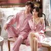 New bride wedding couple pajamas women's silk ice silk sexy suspender nightgown nightgown dressing gown burgundy suit