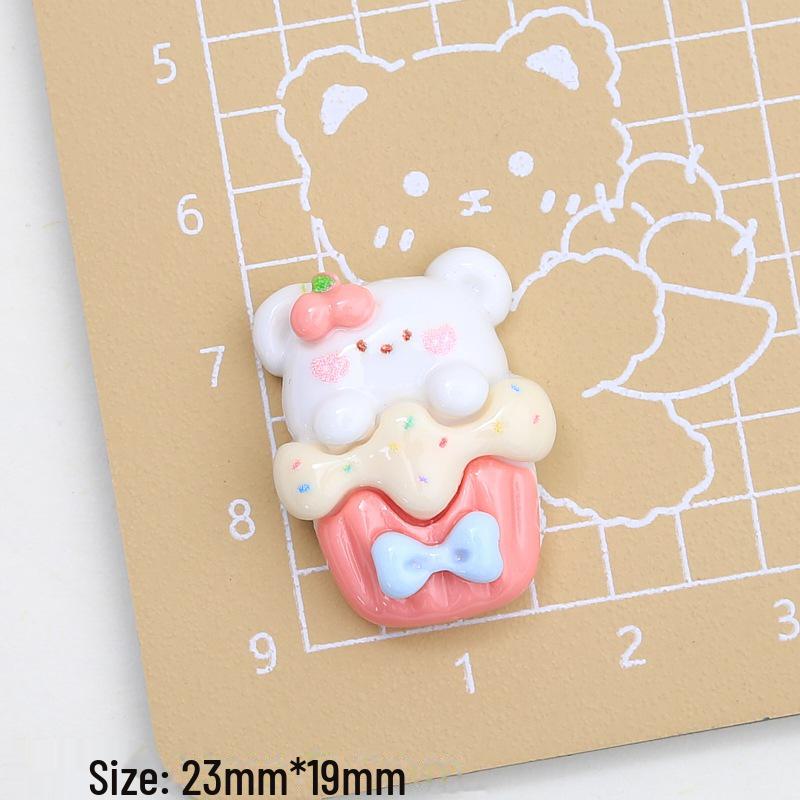 Bunny Dessert House Resin Accessories: Cartoon Cream Glue, Creative Shoe Buckle Material for DIY Jewelry and Hairpin Crafting.