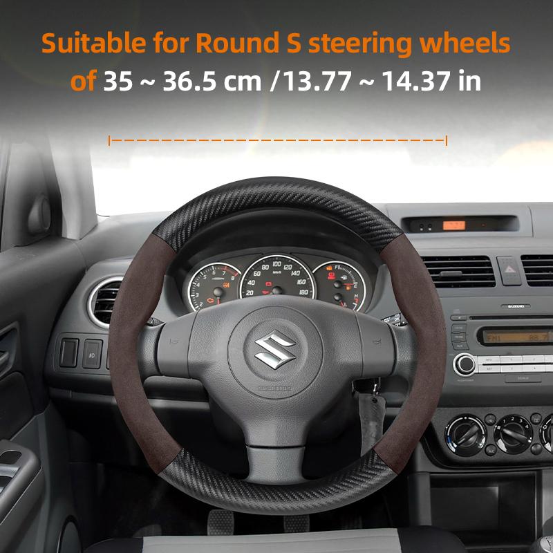 For SUZUKI Suede Carbon Fiber PU Leather Steering Wheel Cover Fit Swift Sport Accessories Sx4 Grand Vitara Jimny Solio Hustler