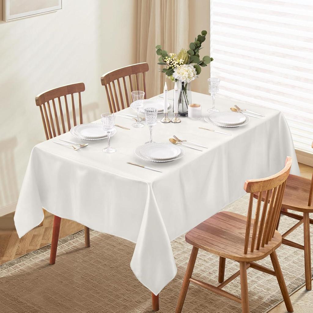 Table Cover Satin Tablecloth Soft Overlay Wedding Satin Large Bright Smooth Silk Rectangle Christmas Banquet Anniversary Dining Party Table Decor