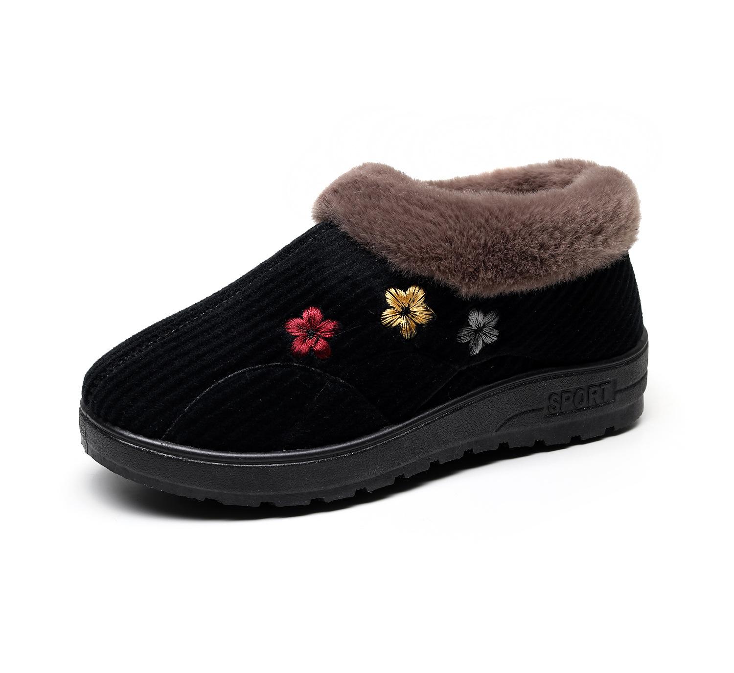 

Зимние ботинки Женская обувь Теплые зимние ботинки с принтом Меховые бархатные хлопковые удобные ботильоны Нескользящие ботинки для пожилых людей 35 чёрный