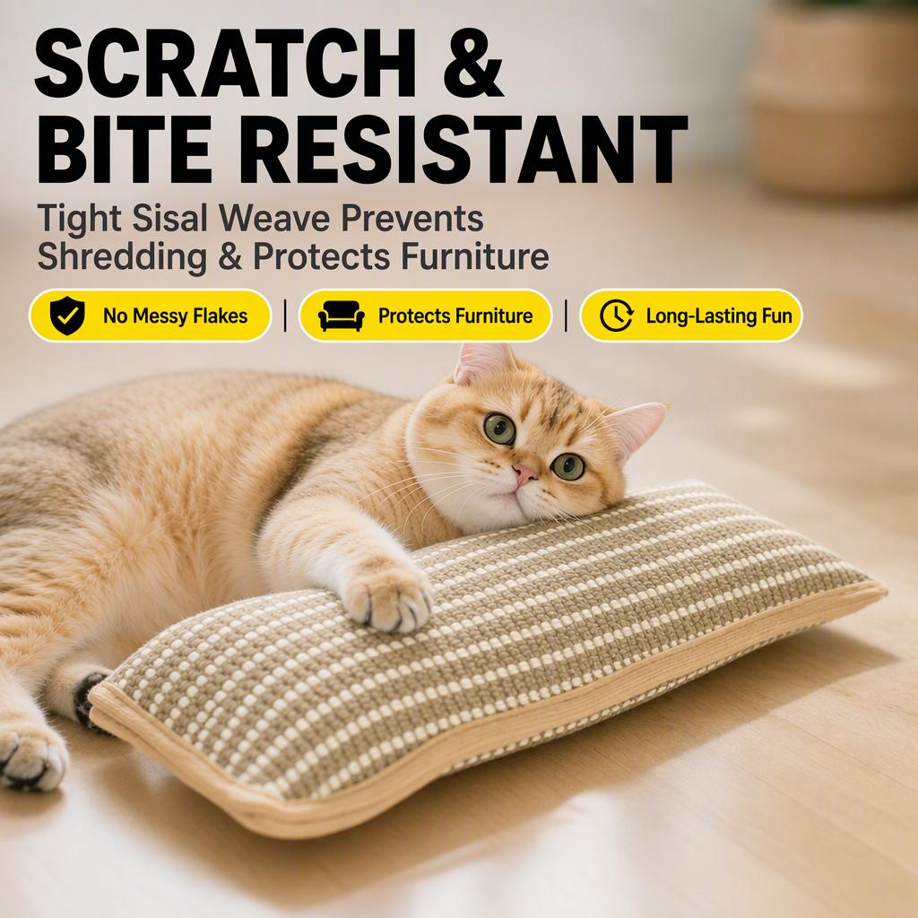 Natural Sisal Cat Kicker Pillow Catnip Scratching Mat Chew Toys for Indoor Cats Bunny Kicking Teething 1