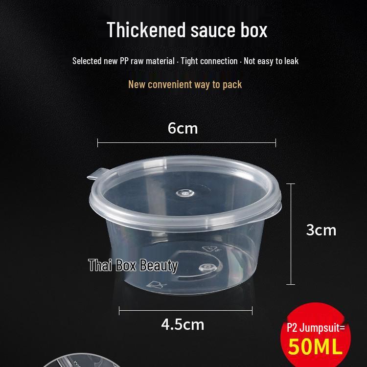 Thai Box Me Disposable Sauce Cup with Lid - Takeaway Packaging for Dipping, Seasoning, and Pickled Vegetables