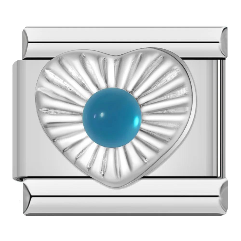 2023 Mode Herz Elliptische Rechteck CZ Charme Italienische Links Fit 9mm Armband Edelstahl Herstellung Von Schmuck DJ692