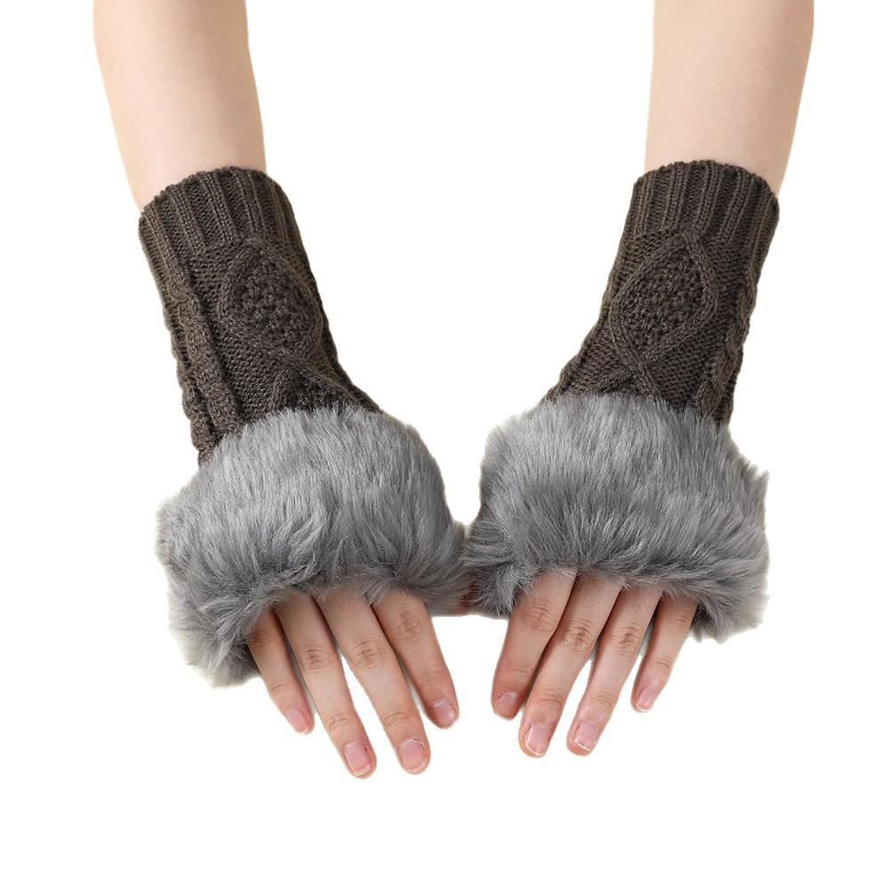Women's Autumn-Winter Diamond Pattern Knit Wool Gloves