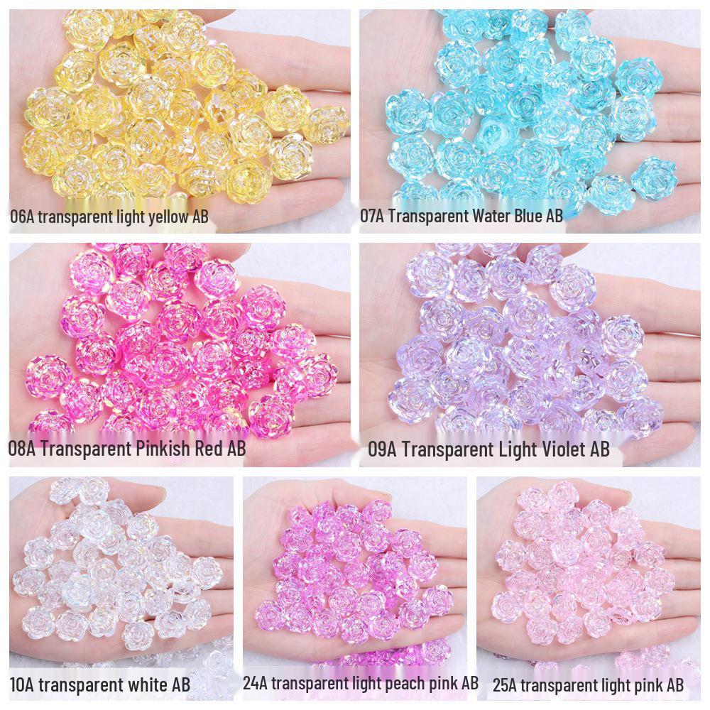 Solid Color Resin Rose Pearl Stickers for DIY Phone & Jewelry Accessories