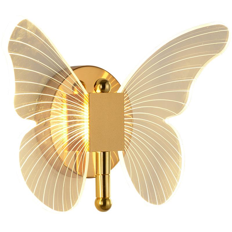 Luxury Nordic Butterfly LED Wall Sconce: Modern Minimalist Design for Bedroom or TV Room with Tricolor Lighting