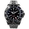 ZEEDA Automatic Mechanical GMT Wristwatch 40mm Bezel Dual-Zone 24-Hour Display Piano Black Men Women