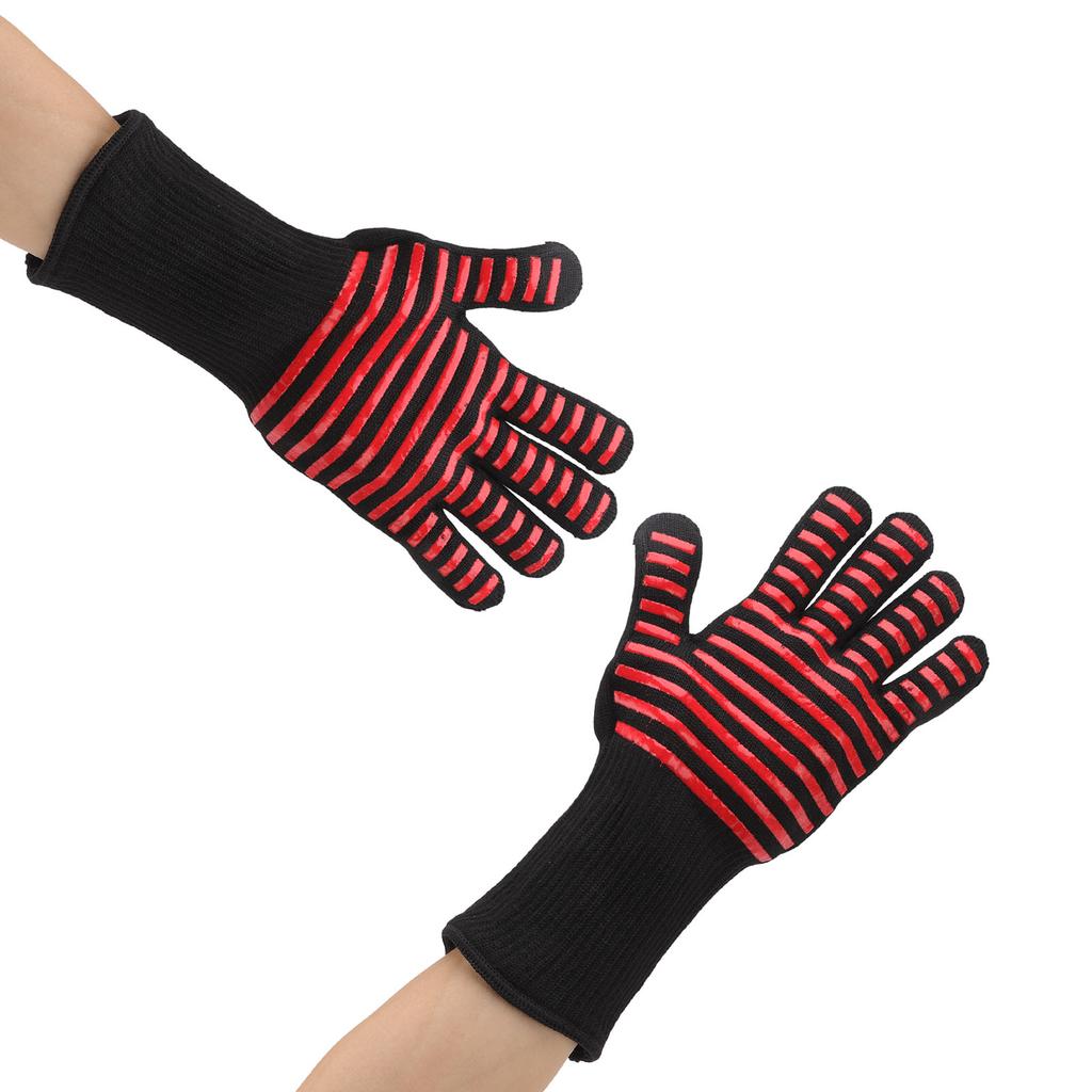 2PCS BBQ Fire Gloves Flame Retardant High Temperature Resistant Microwave Oven Gloves for