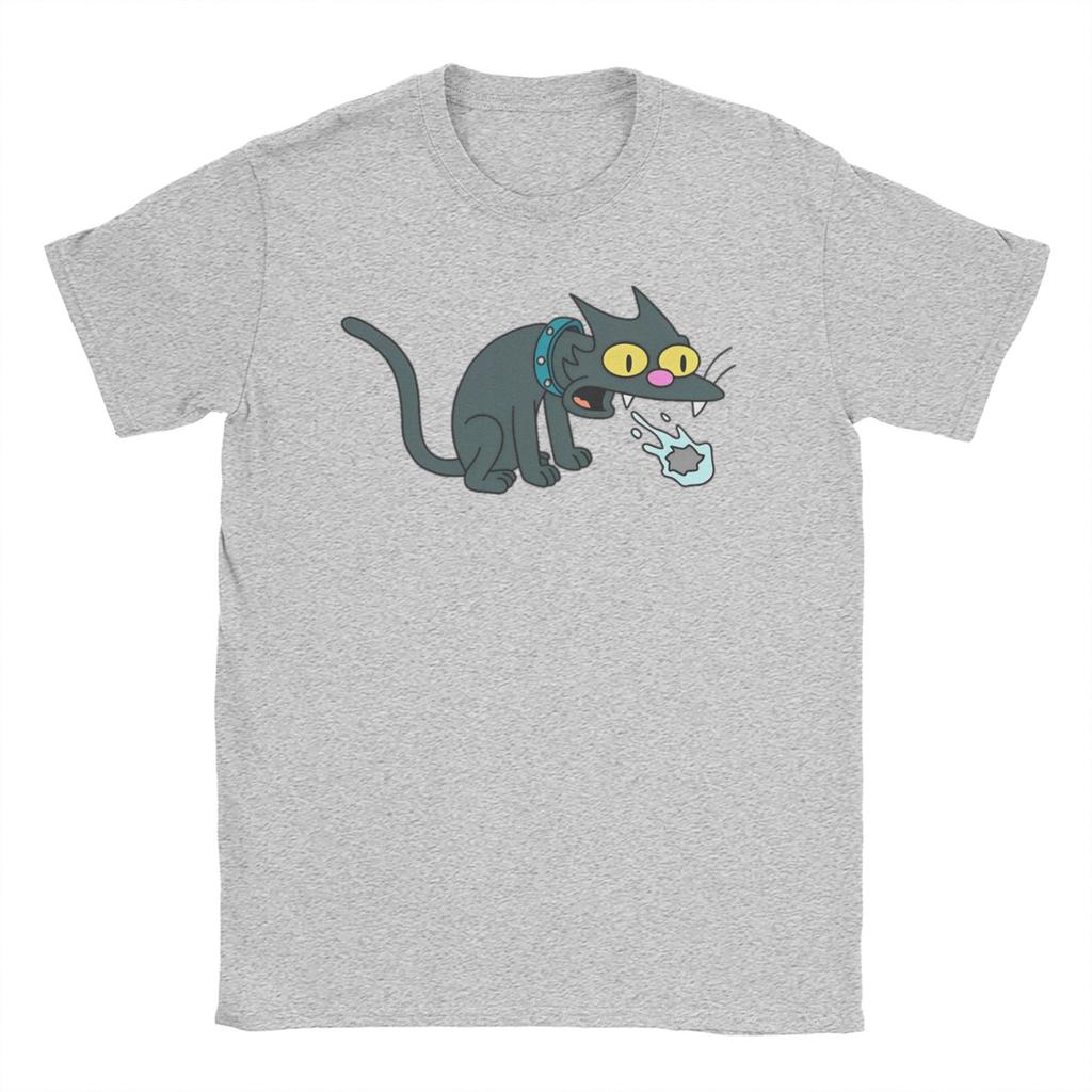 Cat with Hairball T Shirt for Unisex WoUnisex Pure Cotton Novelty TShirts O Neck Itchy And Scratchy Show Tees Short Sleeve Top Summer