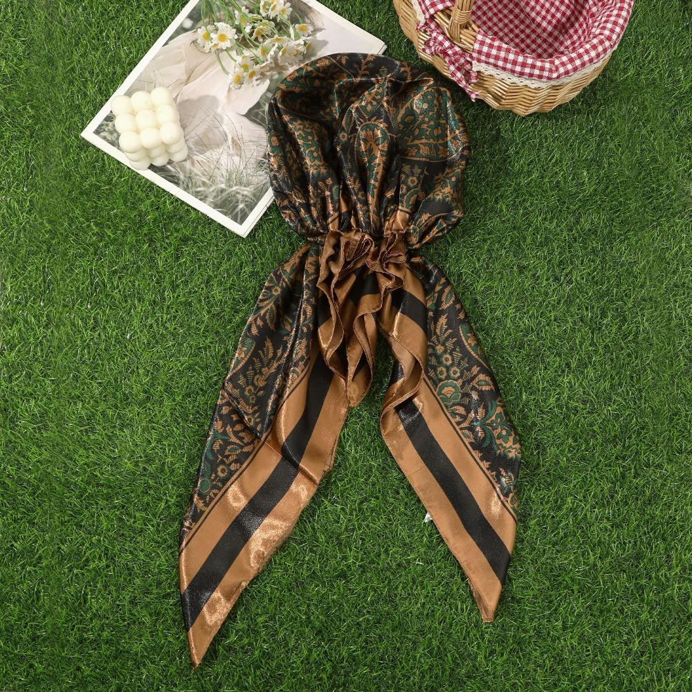 Leopard Print Print Turban Hat Satin Silk Scarves Versatile Printed Headband  Summer Accessories E