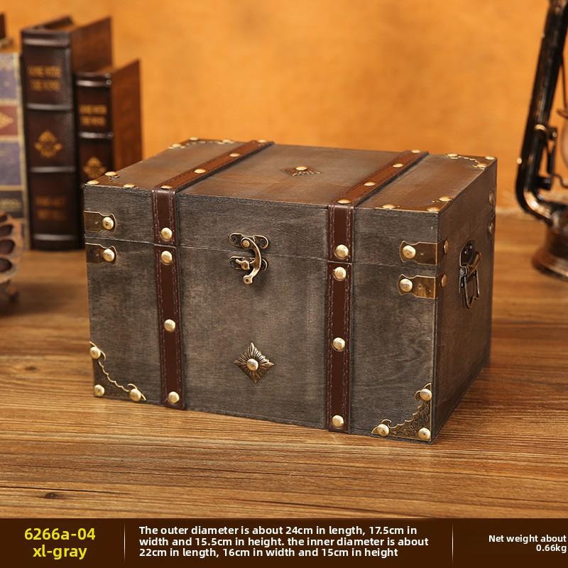 European Retro Wooden Lock Storage Box Home Storage Box Wooden Box Decorative Ornament Secret Room Escape Prop Box
