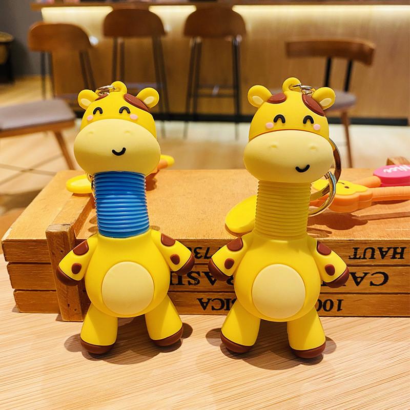 Fun And Unique Giraffe Keychain Flexible Spring Design Perfect For Kids