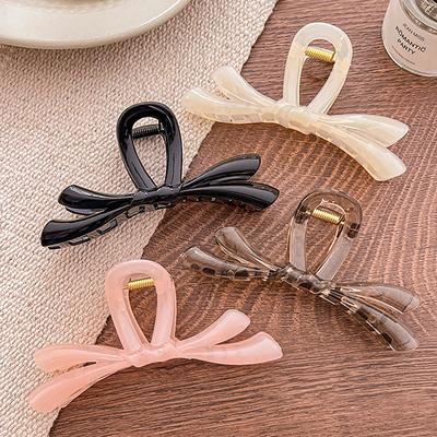 Sweet Jelly Color Large Irregular Ribbon Bow Hair Clip Claw French Style Shark Ponytail Clip Hairpin Hair Accessories Headwear