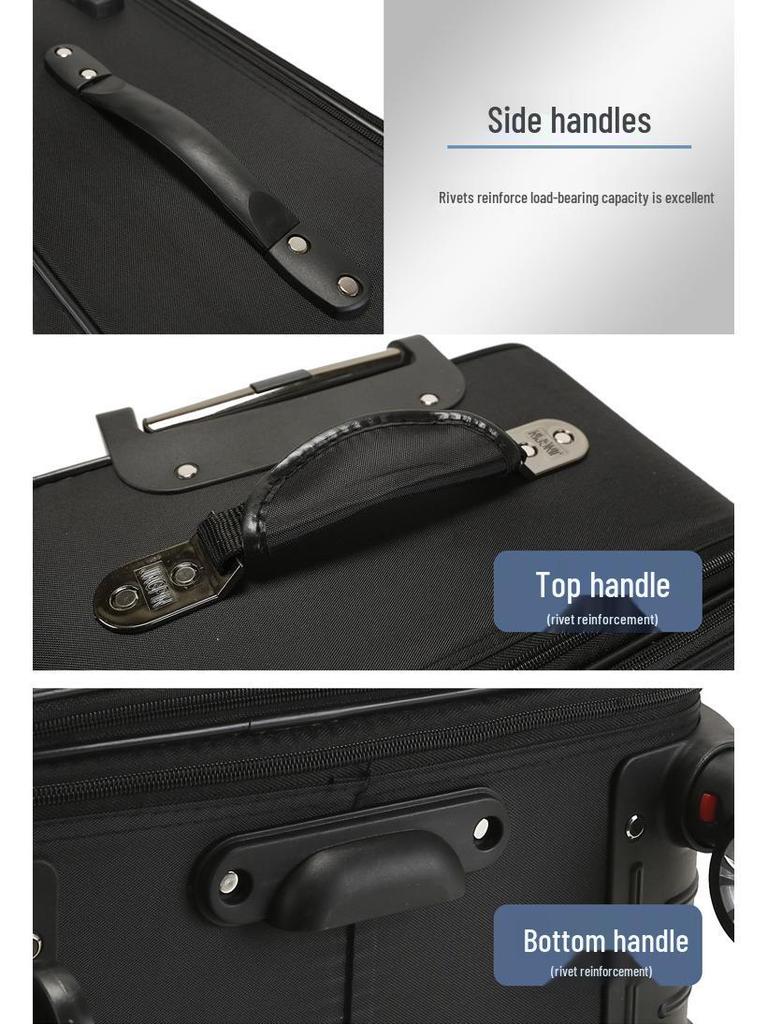 Trendiger großer Trolley-Koffer aus Oxford-Gewebe mit Zahlenschloss - Unisex Canvas und Leder, Koreanischer Stil