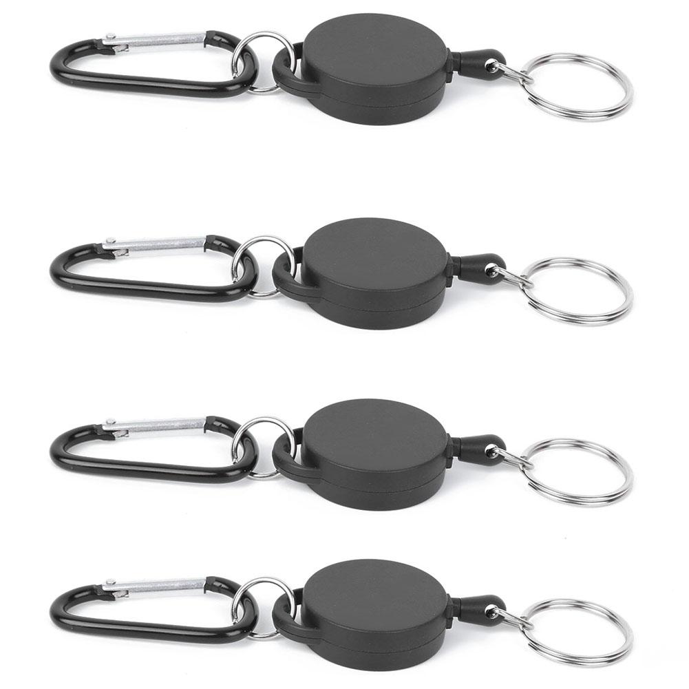 

4pcs Telescopic Keychain Anti‑Theft Creative Retractable Key Ring Nylon Rope Outdoor Carabiner Holder for Mobile Phones Wallets