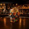 Decorative Glass for Home Bar Day of The Dead Wine Glass, with 3D Relief Painting, Hand-Painted Halloween Themed Gothic Skull Whiskey Cup, Parties And