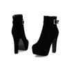 Sizes 34-39 Party Booties Woman Fashion High Heels Velvet Cotton Women's Shoes Sexy Side Zipper Platform Belt Buckle Ankle Boots