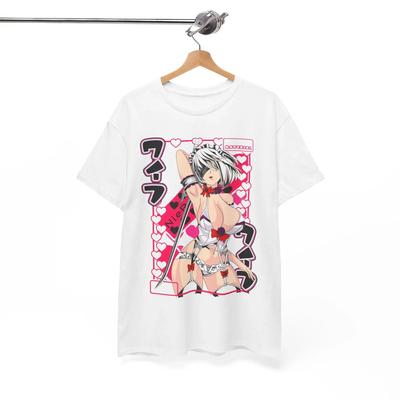 NieR Automata 2B Anime Girl Graphic T-Shirt Y2K Heart Background White Unisex Casual Women And Men T-shirts