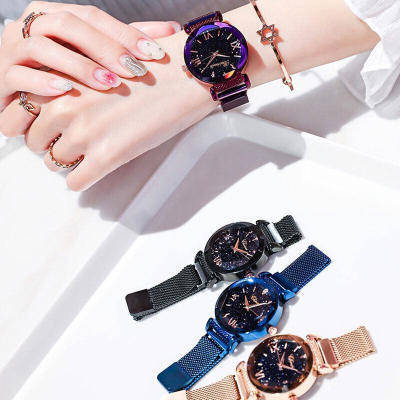 Ladies Watch Starry Sky Wrist Watch Women Bracelet Watches Magnetic Stainless
