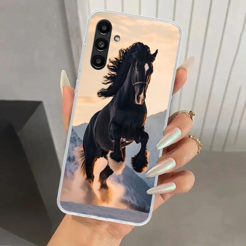 Animal Black Horse Phone Case for Samsung Galaxy A17 A16 A37 A26 A36 A57 A56 A15 A25 A35 A55 A14 A24 A34 A54 A13 A23 A33 A53 Gal