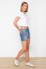 Women's Style Shorts Bermudas High Waist Denim Shorts & Bermudas with Blue Waist Detail