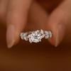 CAOSHI Elegant Lady Wedding Band Leaf Shape Finger Ring Brilliant Zirconia Jewelry for Engagement Aesthetic Graceful Accessories