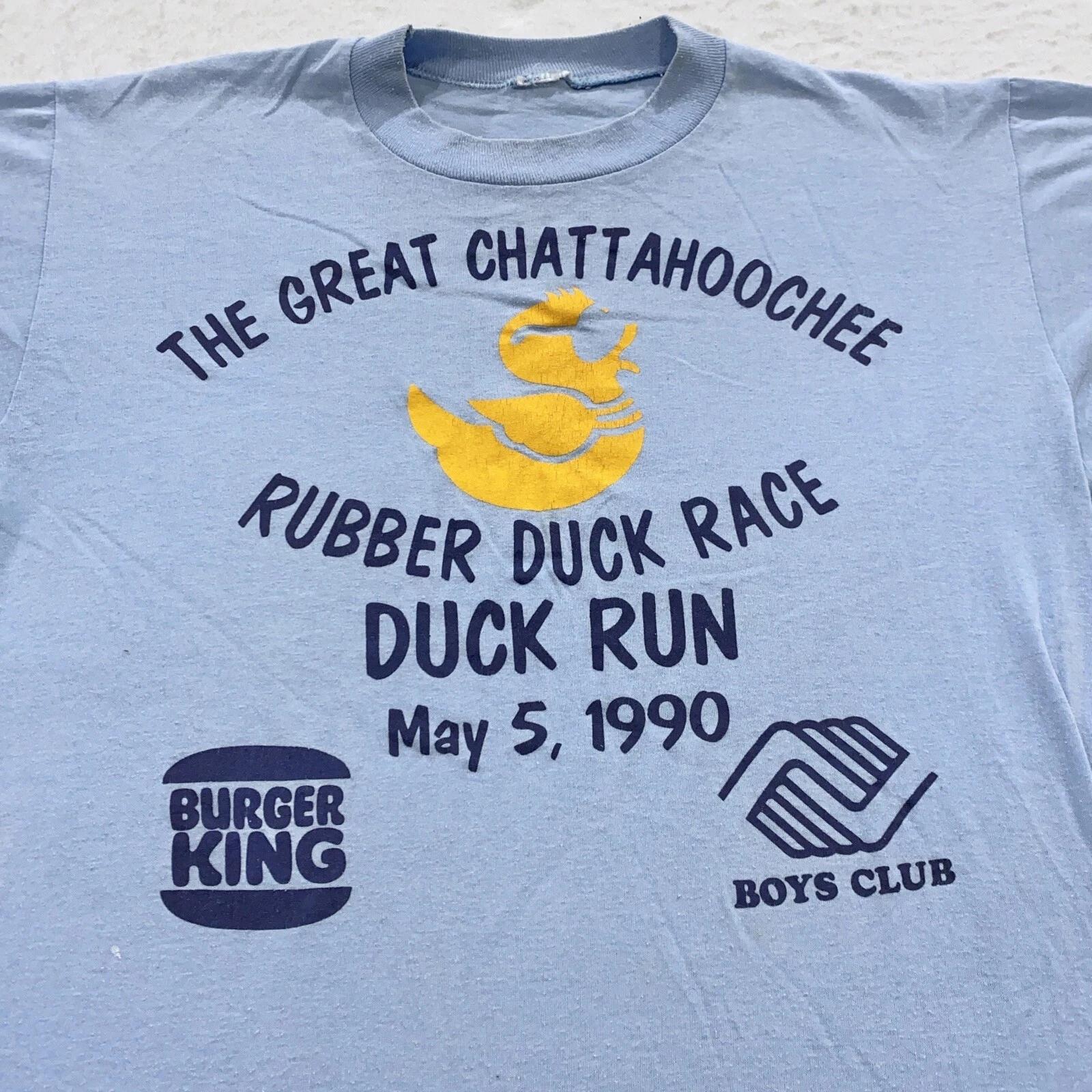 

vtg 90s BURGER KING GREAT CHATTAHOOCHEE RUBBER DUCK RACE T-Shirt M river raft S