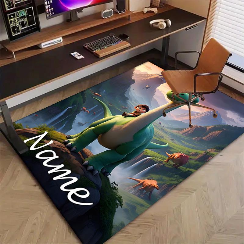 Custom The Good Dinosaur Mat Personalized Name, Polyester Washable Indoor Entryway Rug, Gift for Christmas, Easter, Thanksgiving Day