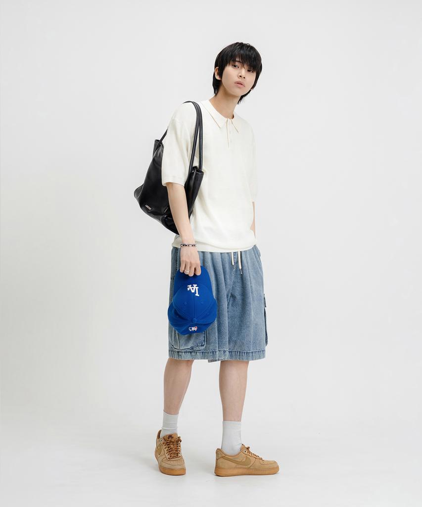 LEMAIN SECOND Linen-Like Oversized Washable Collared Neck Short Sleeve Knit [Ivory]