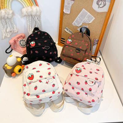 A Unique Strawberry Mini Backpack Made of Lightweight Polyester Fiber.Equipped with Adjustable Shoulder Straps, Zipper Closure, and Hand Wash Function