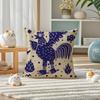 Rooster Doodle Art Pillow Case Silky elegant Comfort Sofa Bed Invisible zipper