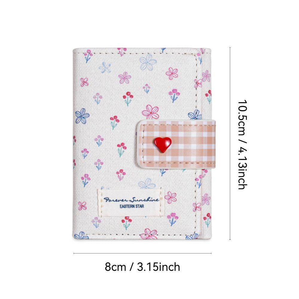 Cute Floral Coin Purse Heart Snap Button PU Leather Trifold Wallet Mini Portable Women Wallet